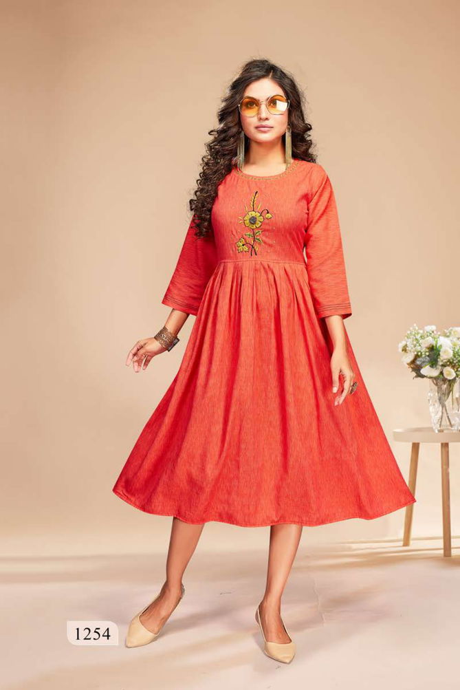 Munch Dee Cee New Exclusive Wear Rayon Designer Fancy Kurtis Collection